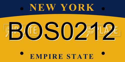 BOS0212 New York License Plate