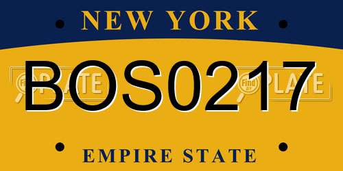 BOS0217 New York License Plate