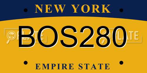 BOS280 New York License Plate