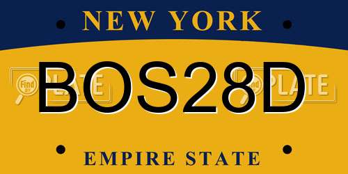 BOS28D New York License Plate