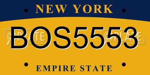 BOS5553 New York License Plate
