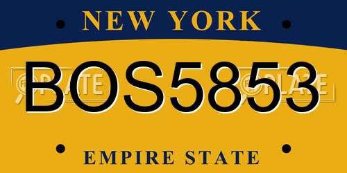 BOS5853 New York License Plate