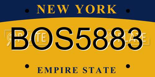 BOS5883 New York License Plate