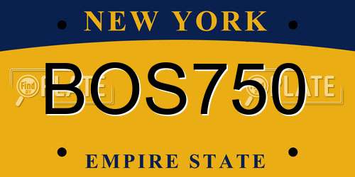 BOS750 New York License Plate