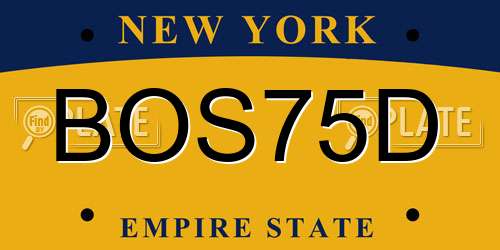 BOS75D New York License Plate