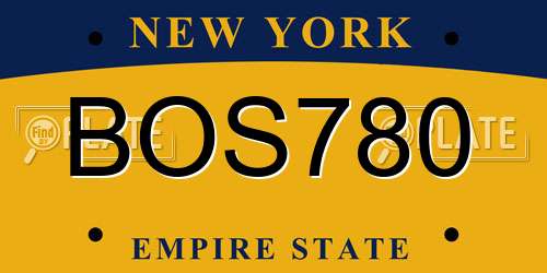 BOS780 New York License Plate