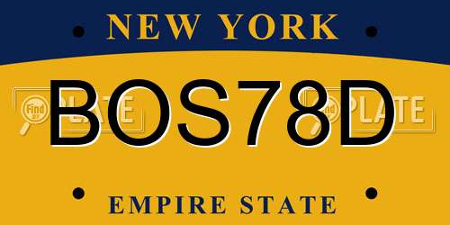 BOS78D New York License Plate