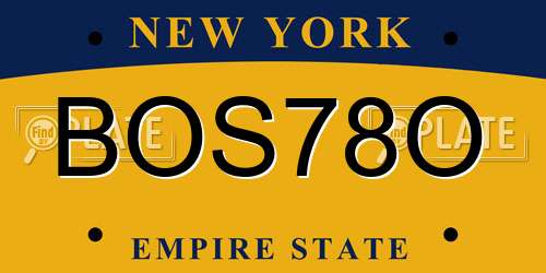 BOS78O New York License Plate