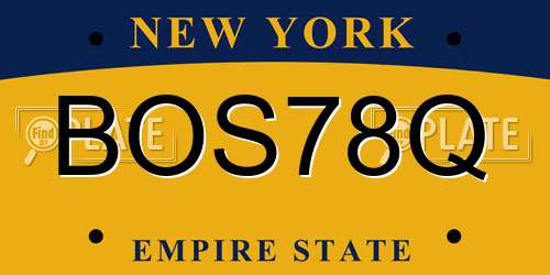 BOS78Q New York License Plate