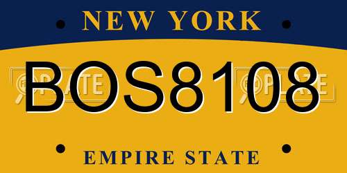 BOS8108 New York License Plate