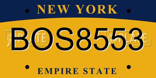 BOS8553 New York License Plate