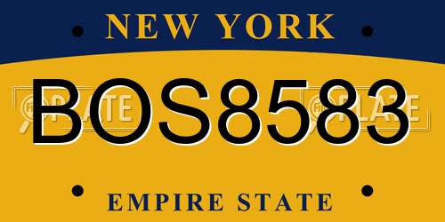 BOS8583 New York License Plate
