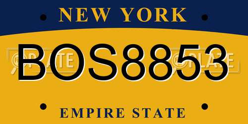 BOS8853 New York License Plate