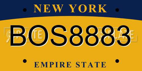 BOS8883 New York License Plate