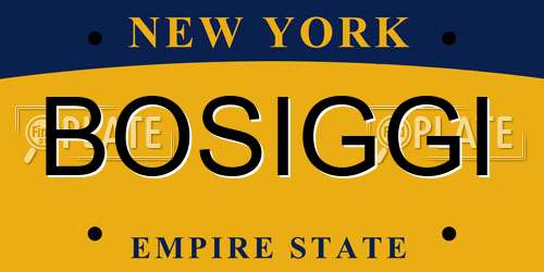 BOSIGGI New York License Plate