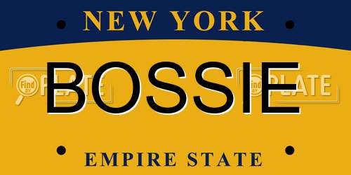 BOSSIE New York License Plate