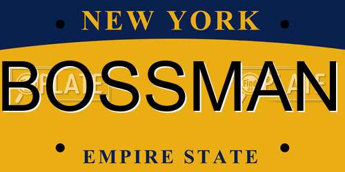 BOSSMAN New York License Plate