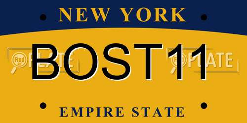 BOST11 New York License Plate
