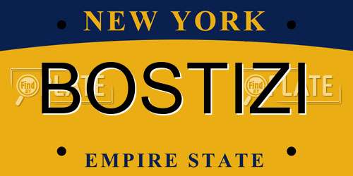 BOSTIZI New York License Plate