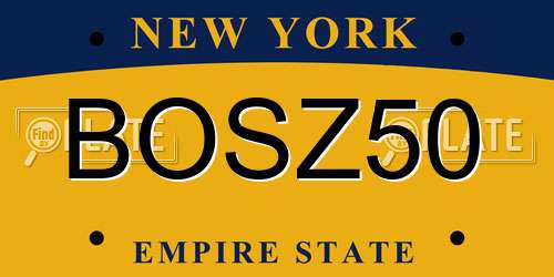 BOSZ50 New York License Plate