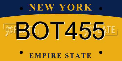 BOT455 New York License Plate