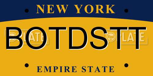 BOTDSTT New York License Plate