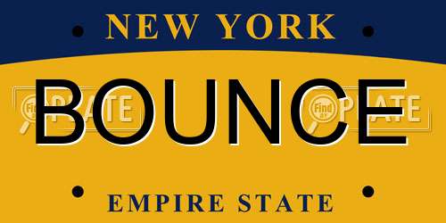 BOUNCE New York License Plate