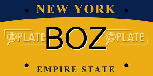 BOZ New York License Plate