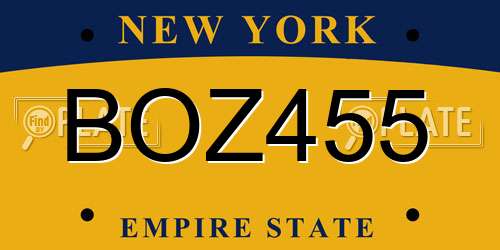 BOZ455 New York License Plate