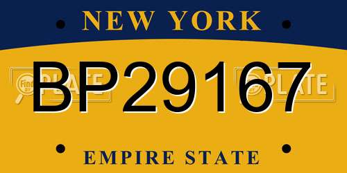 BP29167 New York License Plate