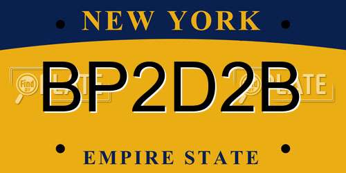 BP2D2B New York License Plate