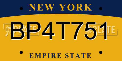 BP4T751 New York License Plate