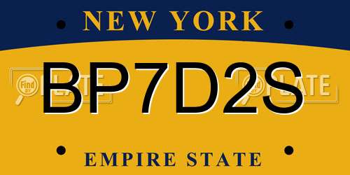 BP7D2S New York License Plate