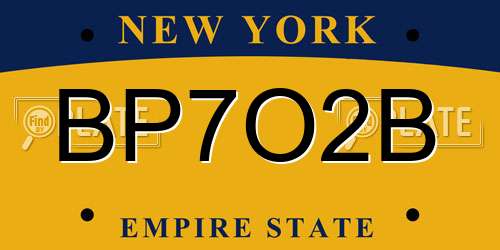 BP7O2B New York License Plate