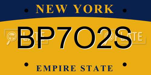 BP7O2S New York License Plate