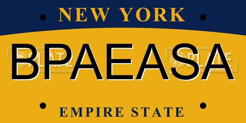 BPAEASA New York License Plate