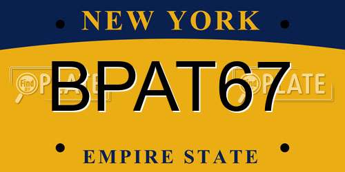 BPAT67 New York License Plate