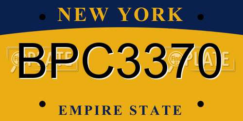 BPC3370 New York License Plate