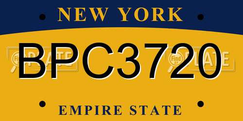 BPC3720 New York License Plate