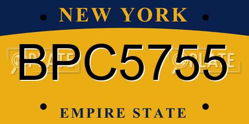 BPC5755 New York License Plate