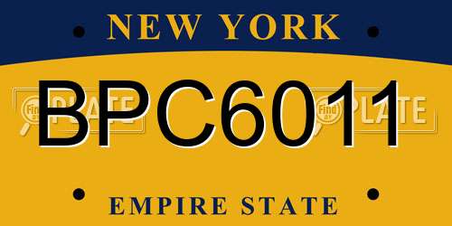 BPC6011 New York License Plate