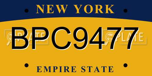 BPC9477 New York License Plate