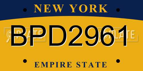 BPD2961 New York License Plate