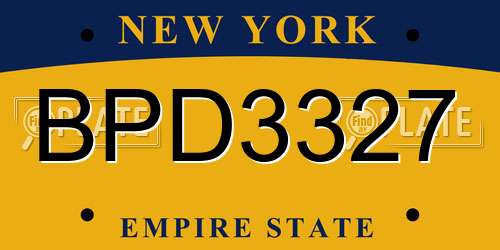 BPD3327 New York License Plate