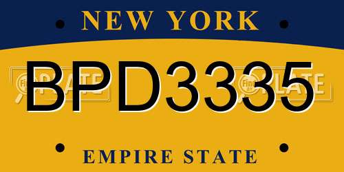 BPD3335 New York License Plate