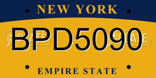 BPD5090 New York License Plate