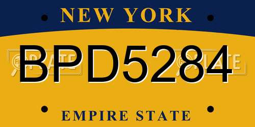 BPD5284 New York License Plate