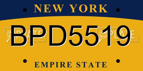 BPD5519 New York License Plate