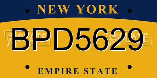 BPD5629 New York License Plate