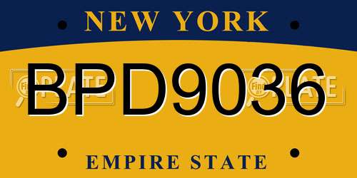 BPD9036 New York License Plate
